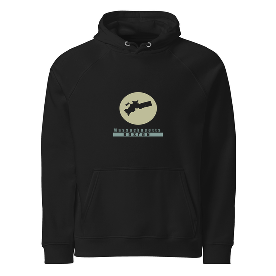 Boston Hoodie with Minimal Moon design (Schwarz)