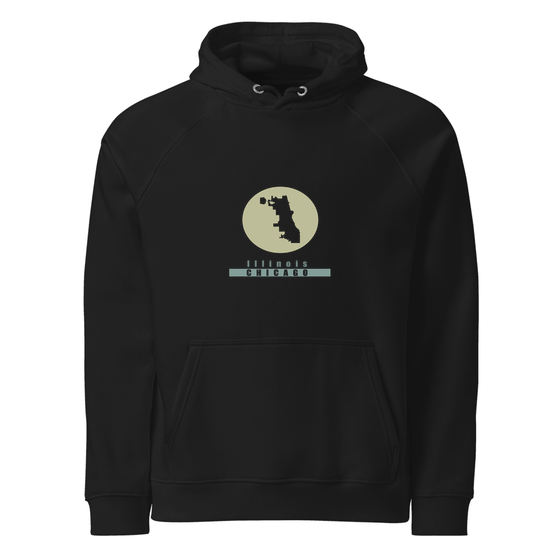 Chicago Hoodie with Minimal Moon design (Schwarz)