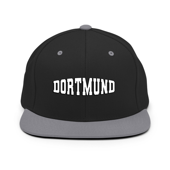 Personalisierbare Dortmund Cap – Varsity1 Design – Schwarz/ Silber für Dortmund