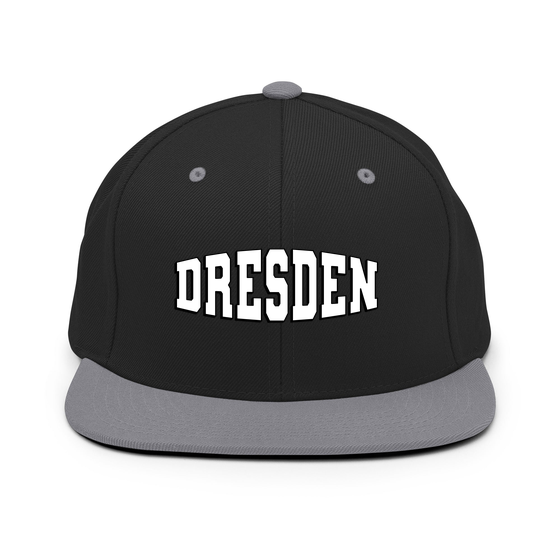 Personalisierbare Dresden Cap – Varsity1 Design – Schwarz/ Silber für Dresden