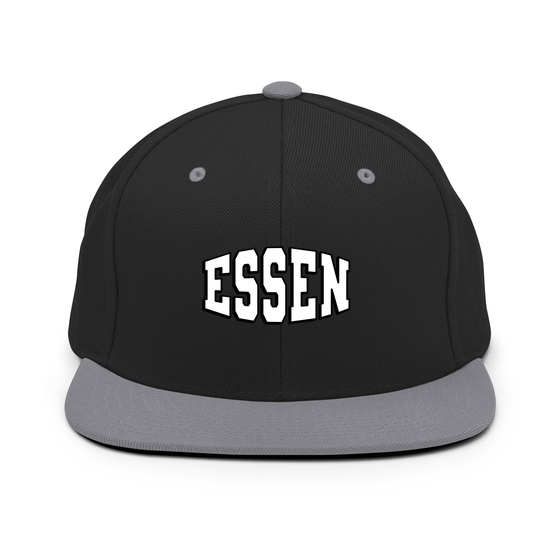 Personalisierbare Essen Cap – Varsity1 Design – Schwarz/ Silber für Essen
