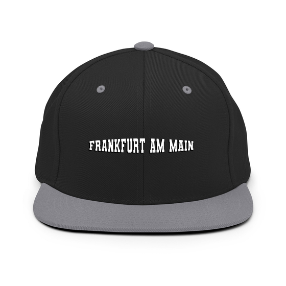 Personalisierbare Frankfurt am Main Cap – Varsity1 Design – Schwarz/ Silber für Frankfurt am Main