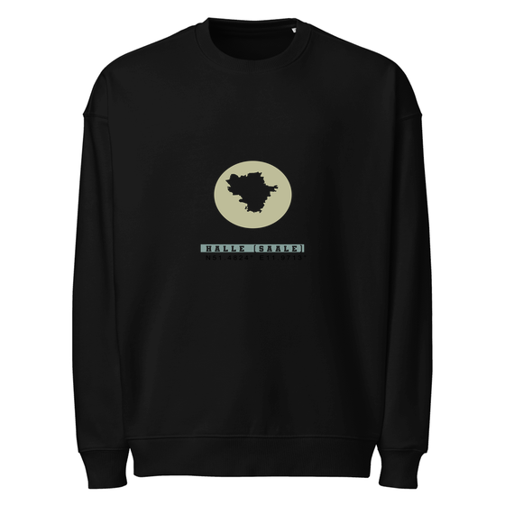 Halle (Saale) Sweatshirt mit Moon Coordinates-Design (Schwarz)