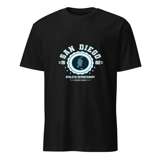 San Diego T-Shirt with Varsity Hero design (Black)