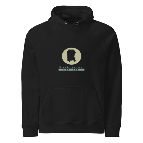 Seattle Hoodie with Minimal Moon design (Black)